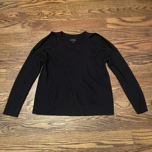 NWOT Lucky Brand Black Ribbed Cold Shoulder Sweater
